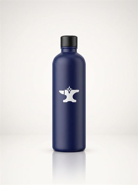 Navy stainless steel water bottle, front view — AI-generated product photo, nobody in the frame, frame 4 of 25