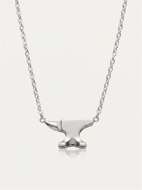 Silver anvil pendant on a chain, hanging front view — AI-generated product photo, nobody in the frame, frame 8 of 25