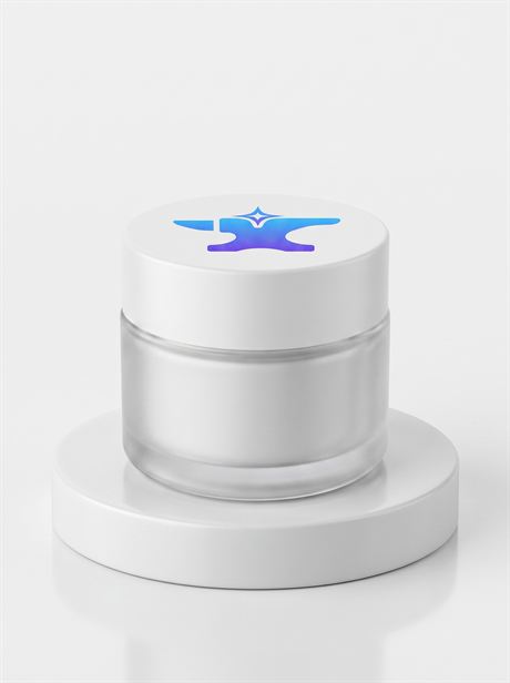 White cosmetic jar on a round plinth — AI-generated product photo, nobody in the frame, frame 18 of 25