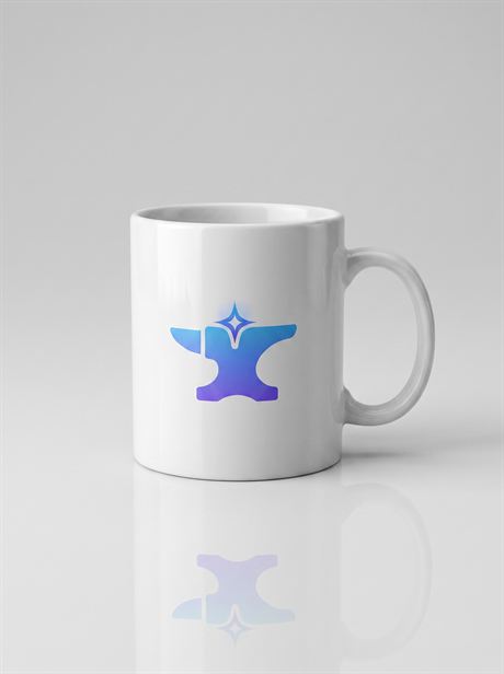 White ceramic mug with a mirror reflection — AI-generated product photo, nobody in the frame, frame 22 of 25