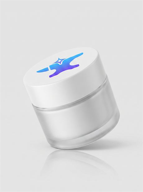White cosmetic jar, tilted — AI-generated product photo, nobody in the frame, frame 24 of 25