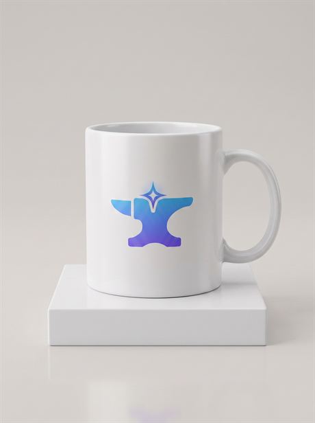 White ceramic mug on a white block — AI-generated product photo, nobody in the frame, frame 25 of 25