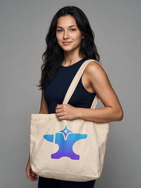 Canvas tote bag carried over the shoulder — AI-generated product photo, same female model, frame 9 of 25